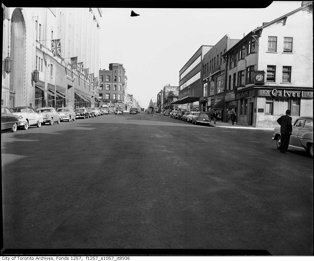 Yonge Street, looking north, south of College Carlton Street 2 1950s